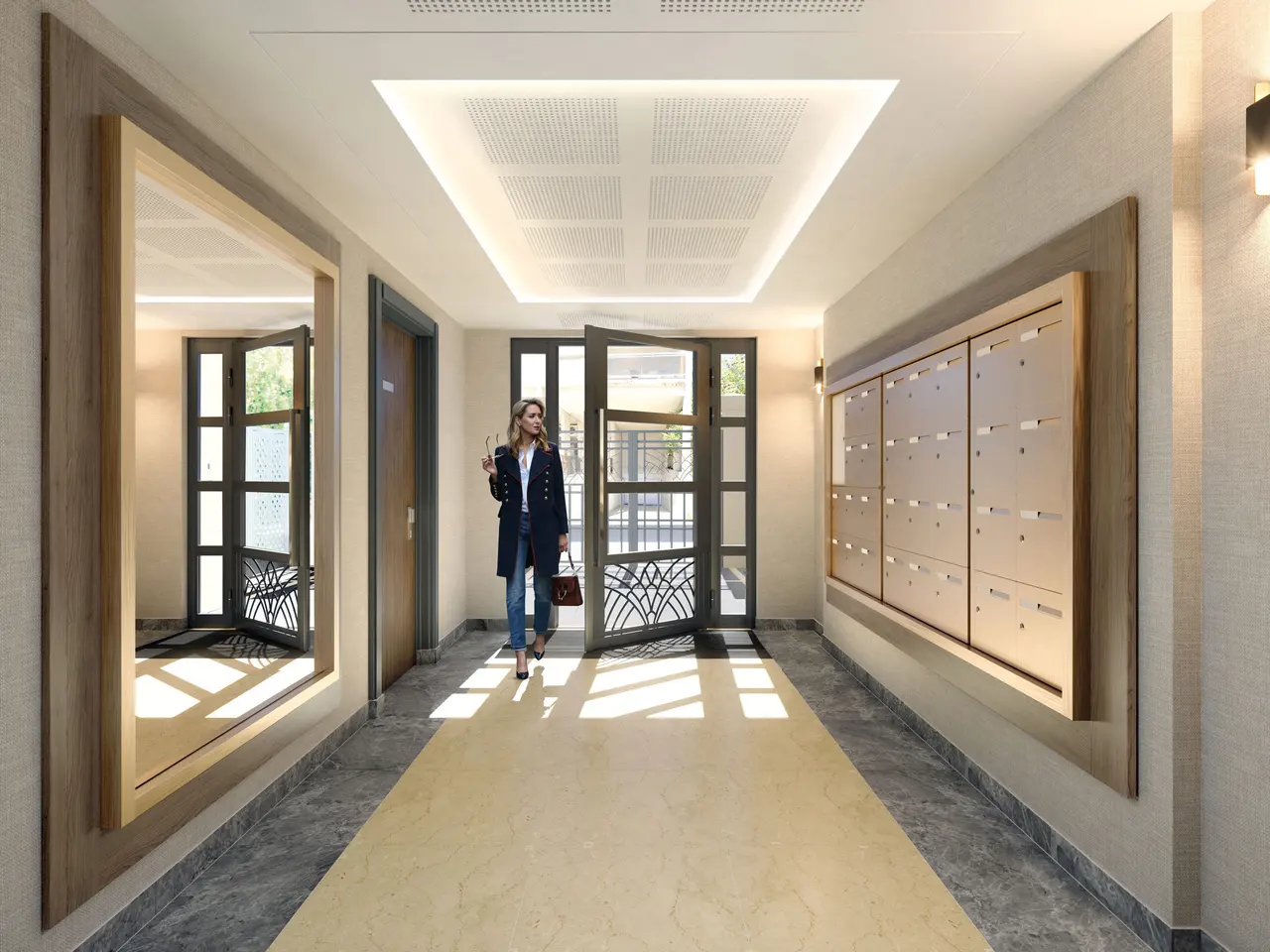 Perspective 3D — Hall d’entrée — Villa Véronica, Clamart