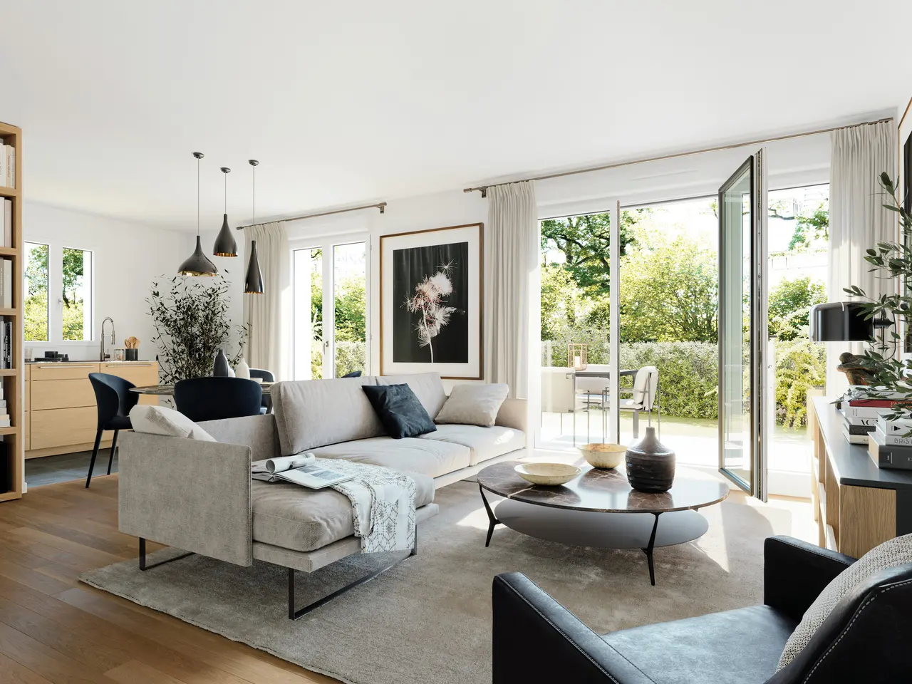 Perspective 3D — Séjour — Villa Véronica, Clamart