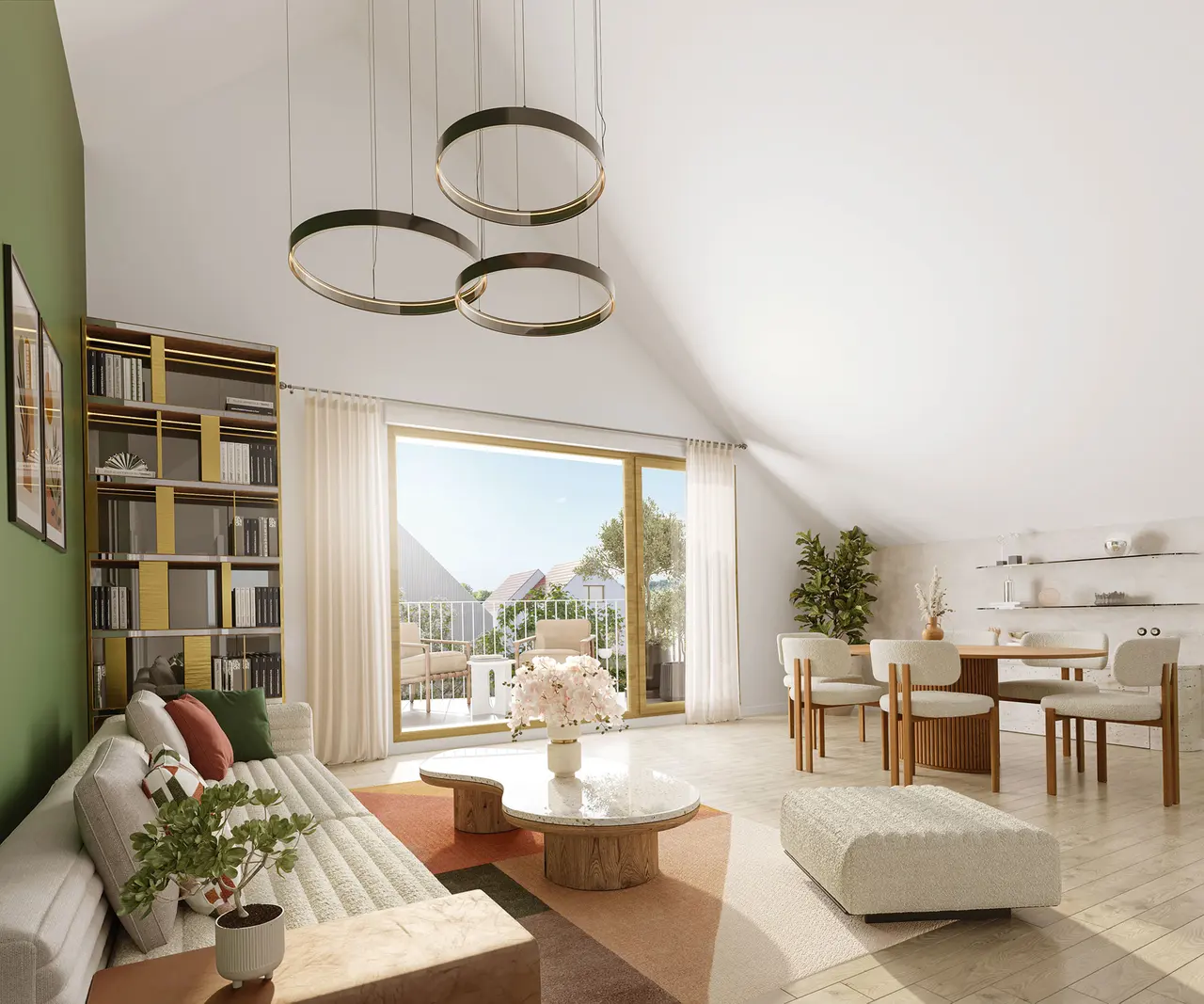 Perspective 3D — Séjour sous comble — Espaces Nature, Magny-le-Hongre